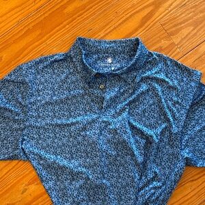 Southern Proper Navy Patterned Polo Shirt